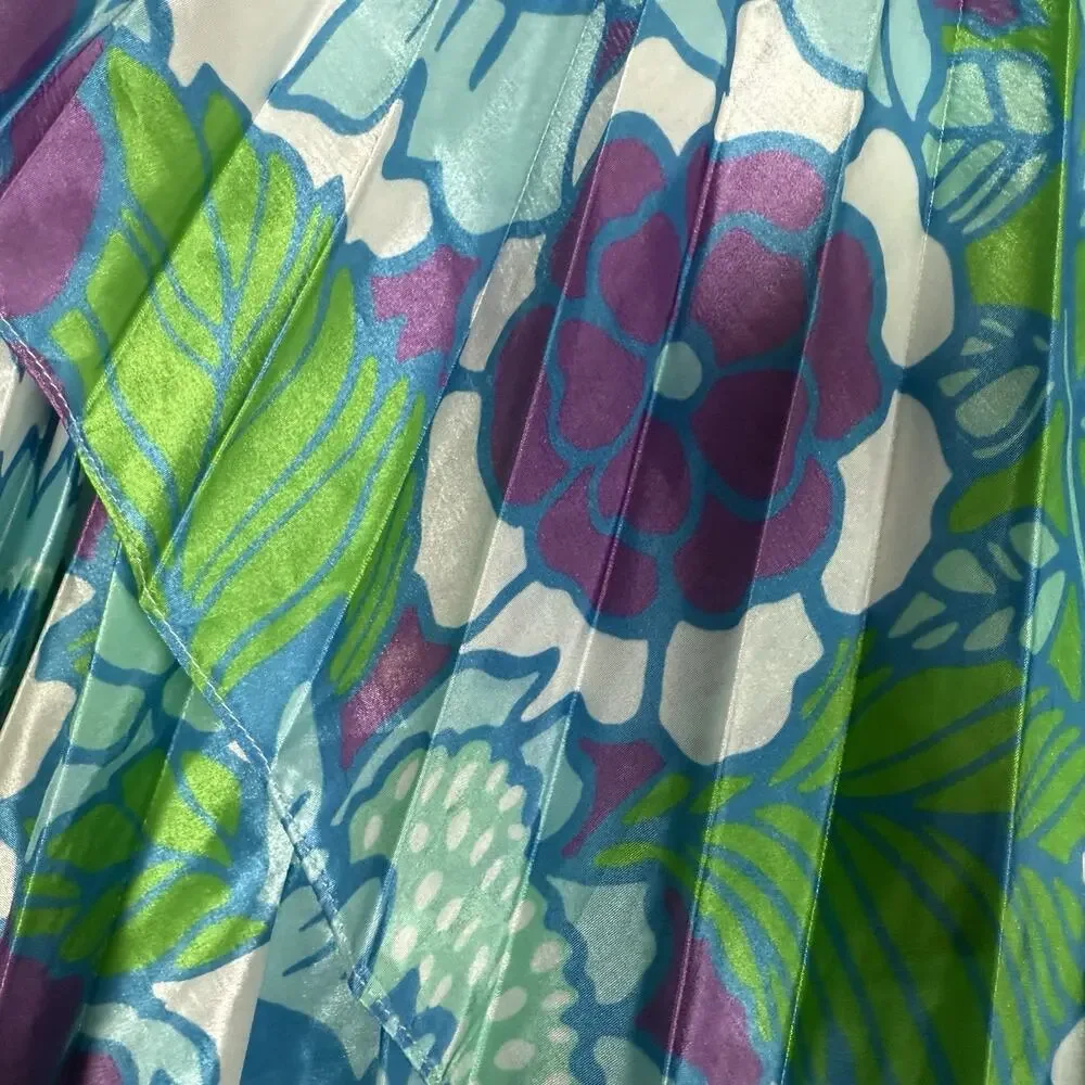 Richard Quinn Midi‎ Skirt Asymmetrical Floral Pleated Women's Size UK 8 US 4